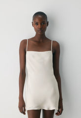 Confession Satin Dress - MATTE PEARL