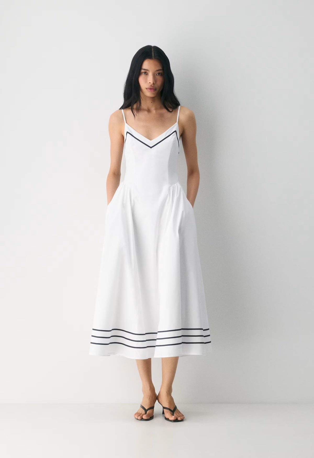 Technique Poplin Cami Dress - BRIGHT WHITE/ADMIRAL