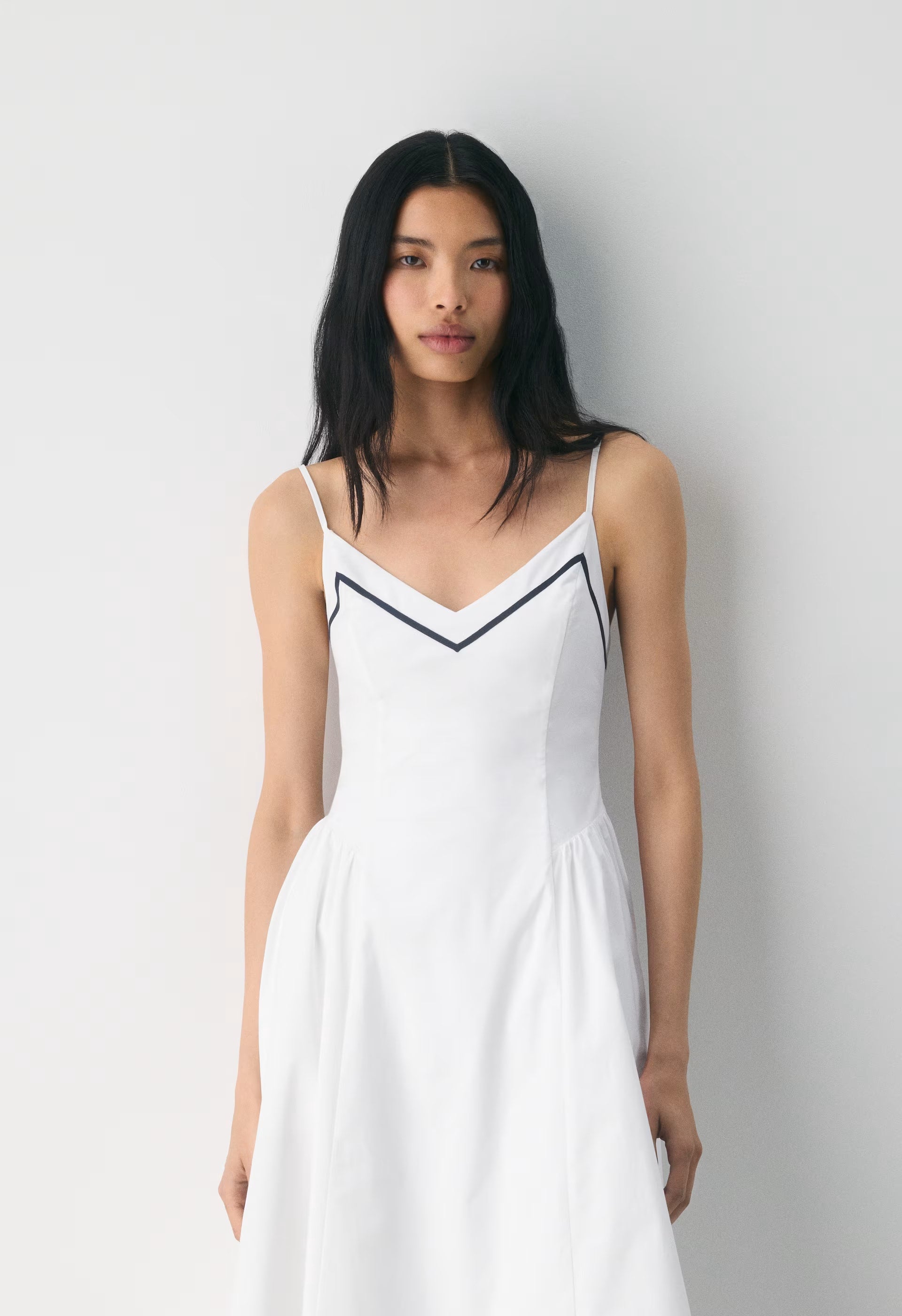 Technique Poplin Cami Dress - BRIGHT WHITE/ADMIRAL