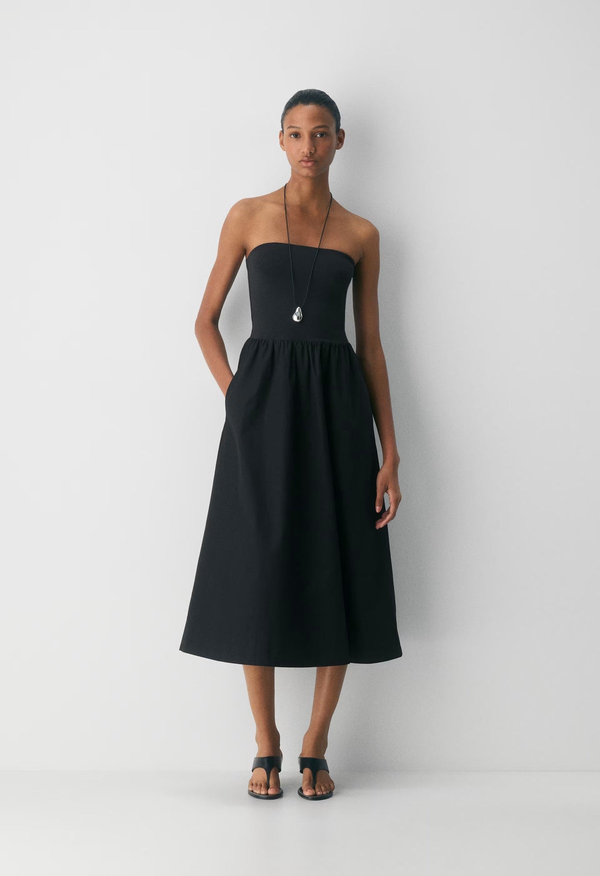 Fluid Poplin Dress - BLACK