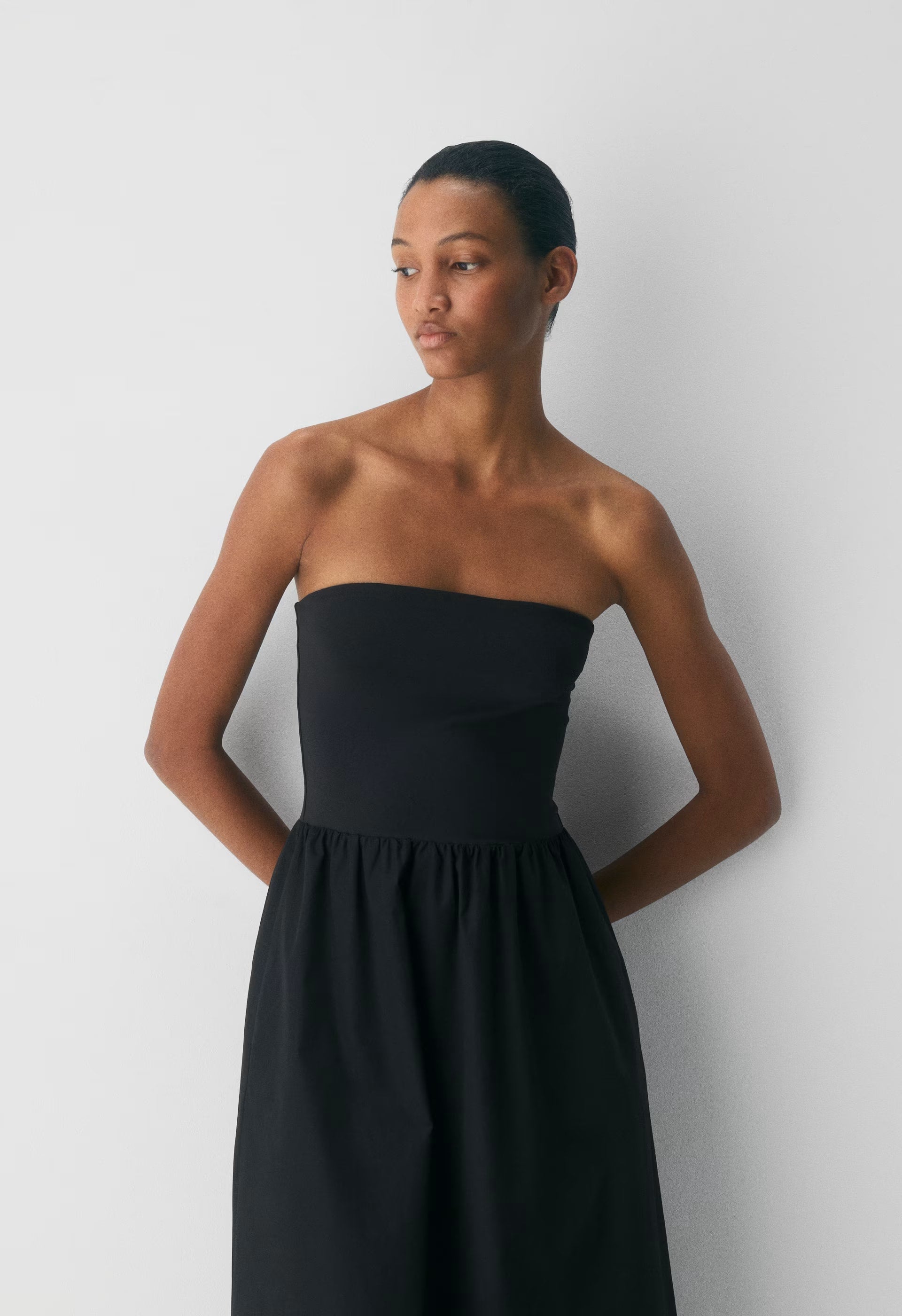 Fluid Poplin Dress - BLACK