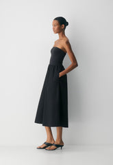 Fluid Poplin Dress - BLACK