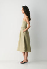 Fluid Poplin Dress - MARTINI OLIVE