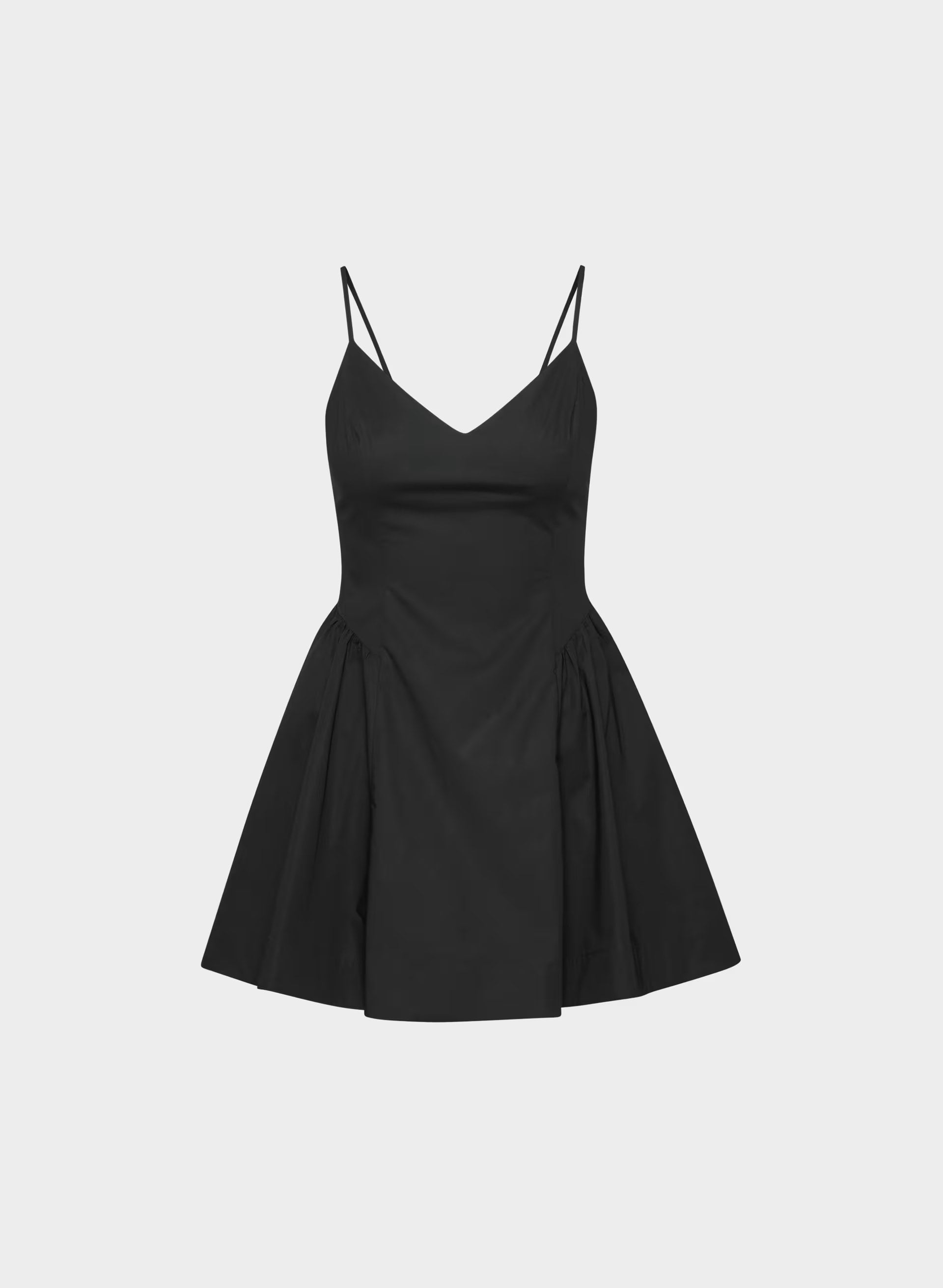 Technique Poplin Mini Cami Dress - BLACK