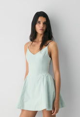 Technique Poplin Mini Cami Dress - AGAVE GREEN