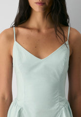 Technique Poplin Mini Cami Dress - AGAVE GREEN