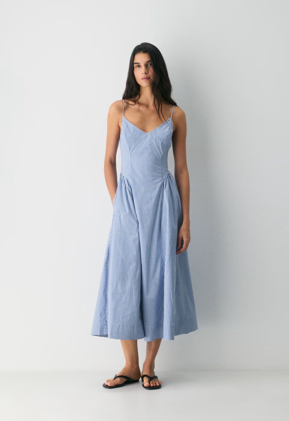Technique Poplin Cami Dress - SRPHN CHCK WT/FRNCH BL
