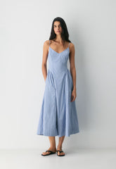 Technique Poplin Cami Dress - SRPHN CHCK WT/FRNCH BL