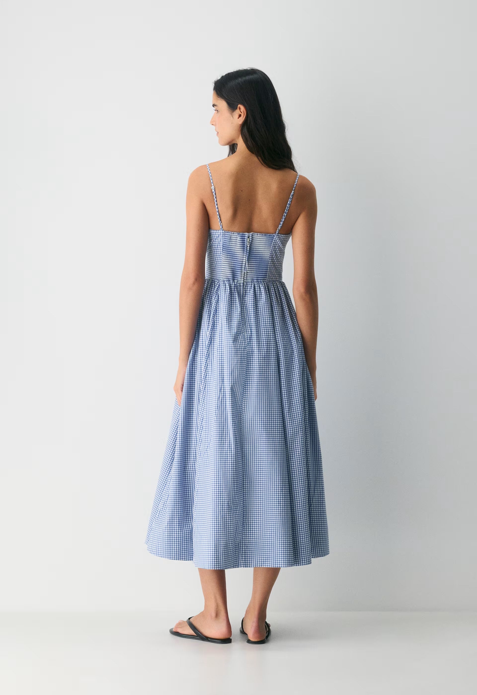 Technique Poplin Cami Dress - SRPHN CHCK WT/FRNCH BL