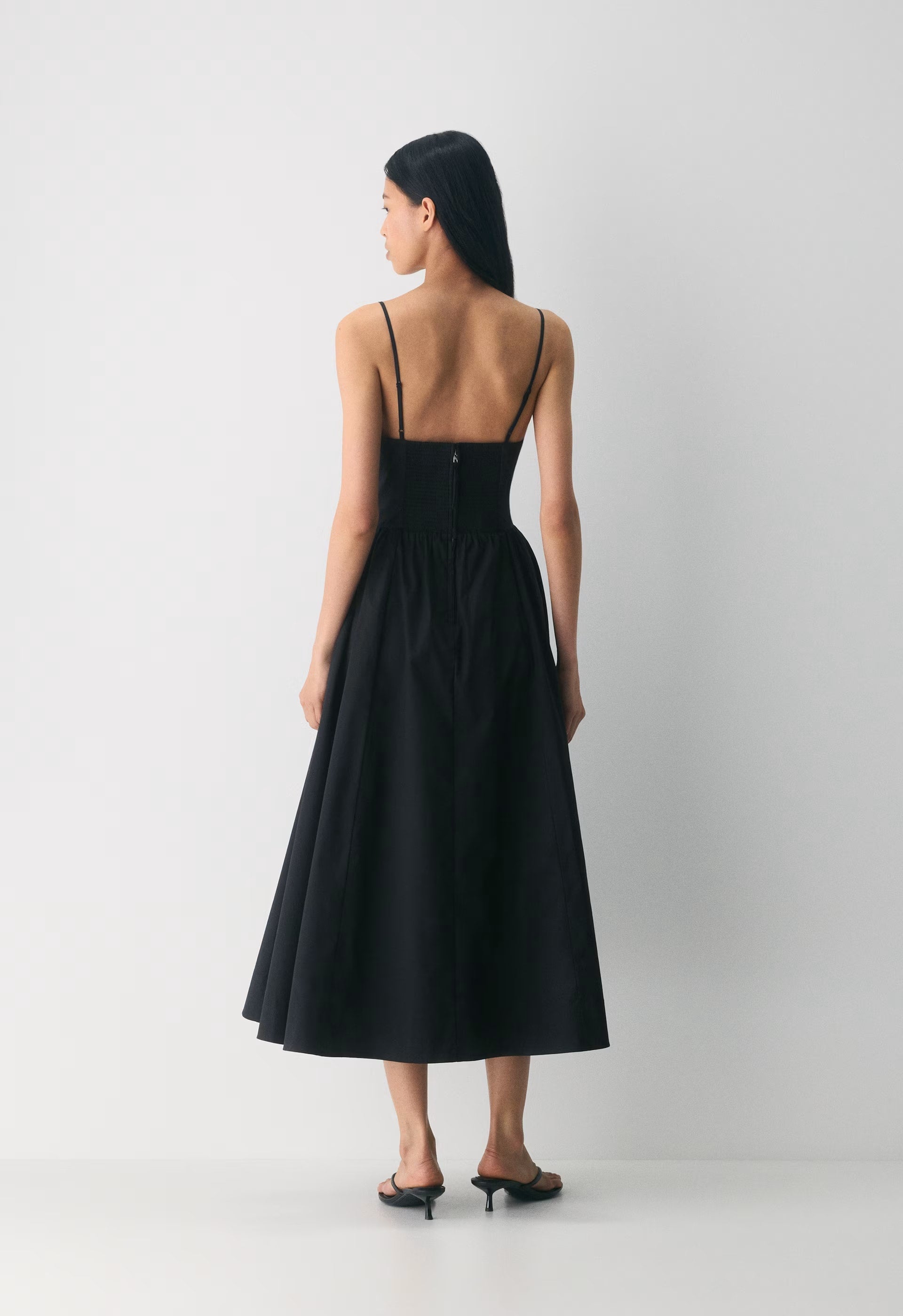 Technique Poplin Cami Dress - BLACK