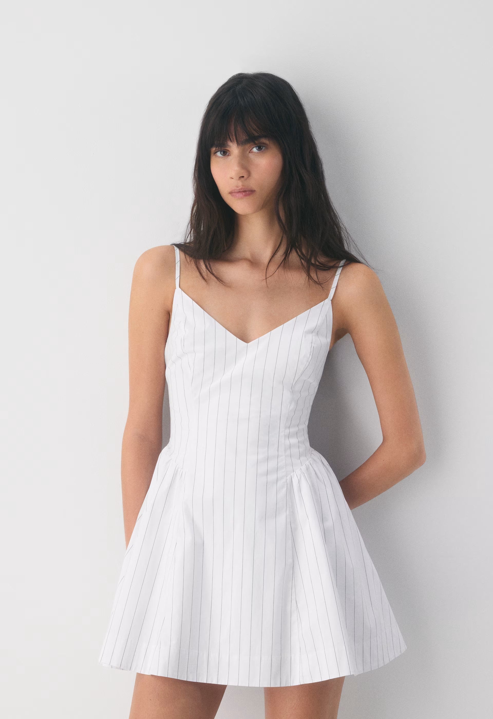 Technique Poplin Mini Cami Dress - HNDRSN STRP BR WH/ADL