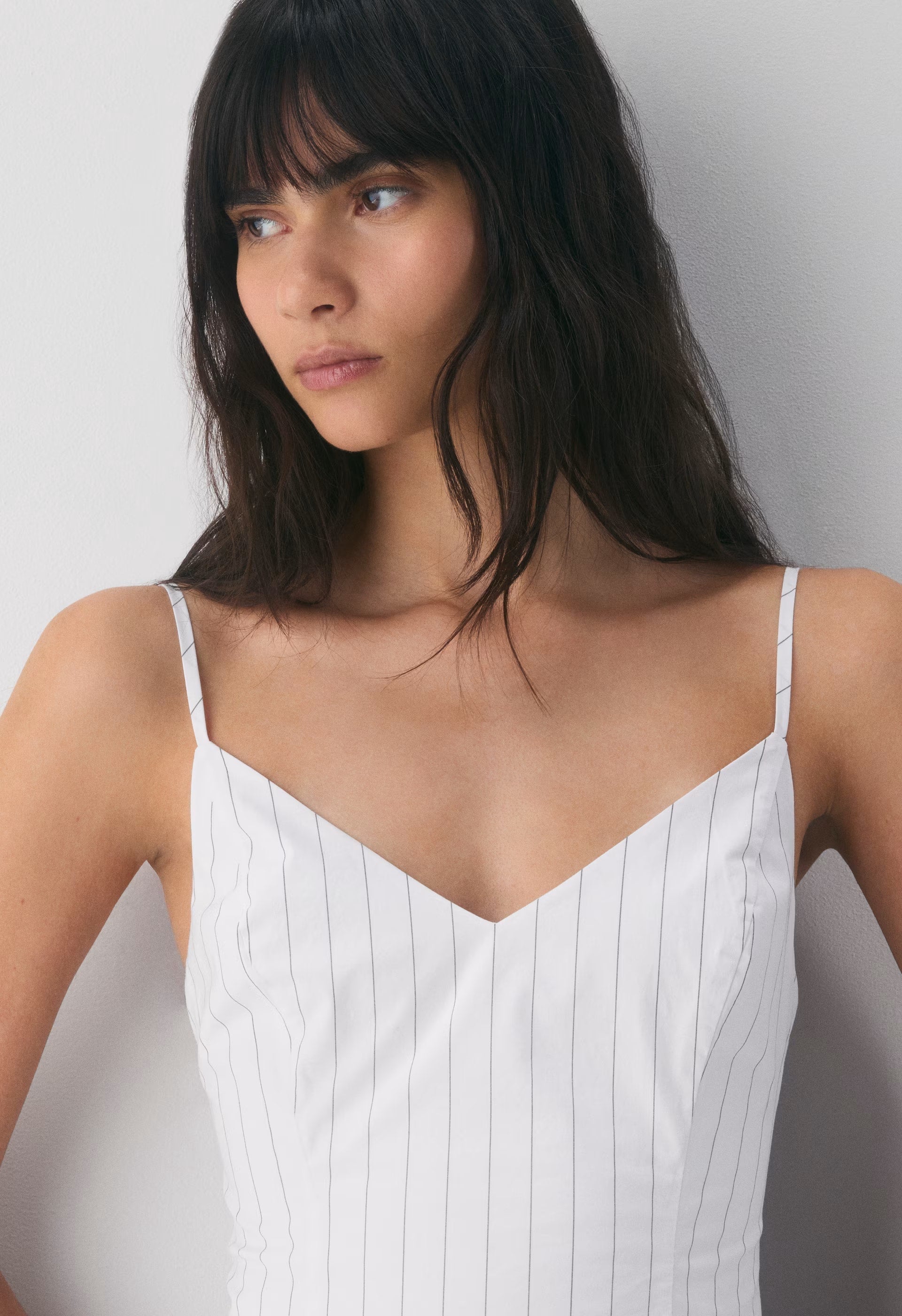 Technique Poplin Mini Cami Dress - HNDRSN STRP BR WH/ADL