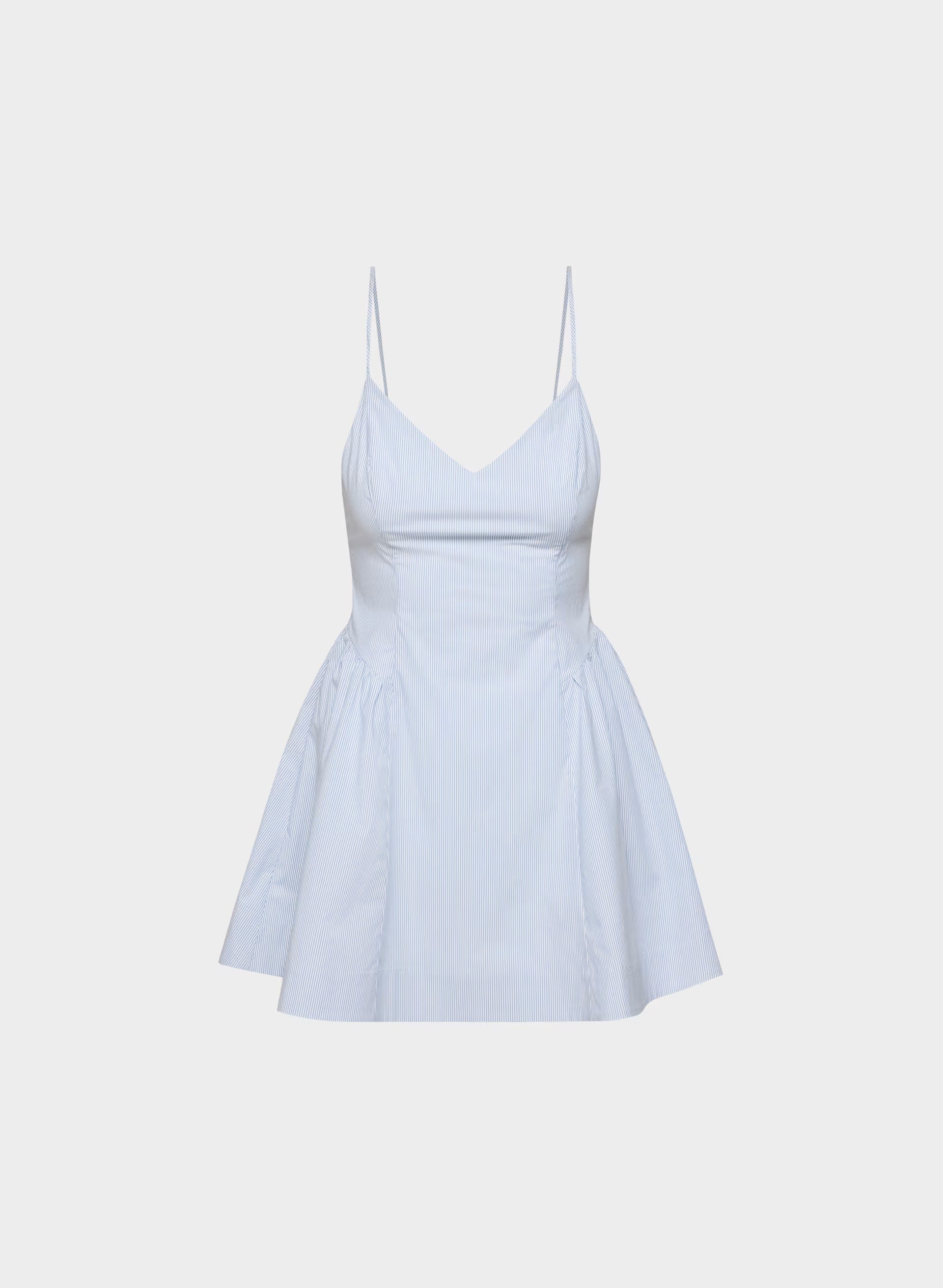 Technique Poplin Mini Cami Dress - INGRD STRP FR BL/B WH