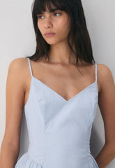 Technique Poplin Mini Cami Dress - INGRD STRP FR BL/B WH