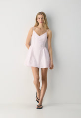 Technique Poplin Mini Cami Dress - INGRD STRP VL PK/B WH