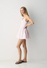Technique Poplin Mini Cami Dress - INGRD STRP VL PK/B WH