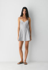 Technique Poplin Mini Cami Dress - INGRD STRP ADMRL/WHT