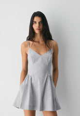Technique Poplin Mini Cami Dress - INGRD STRP ADMRL/WHT