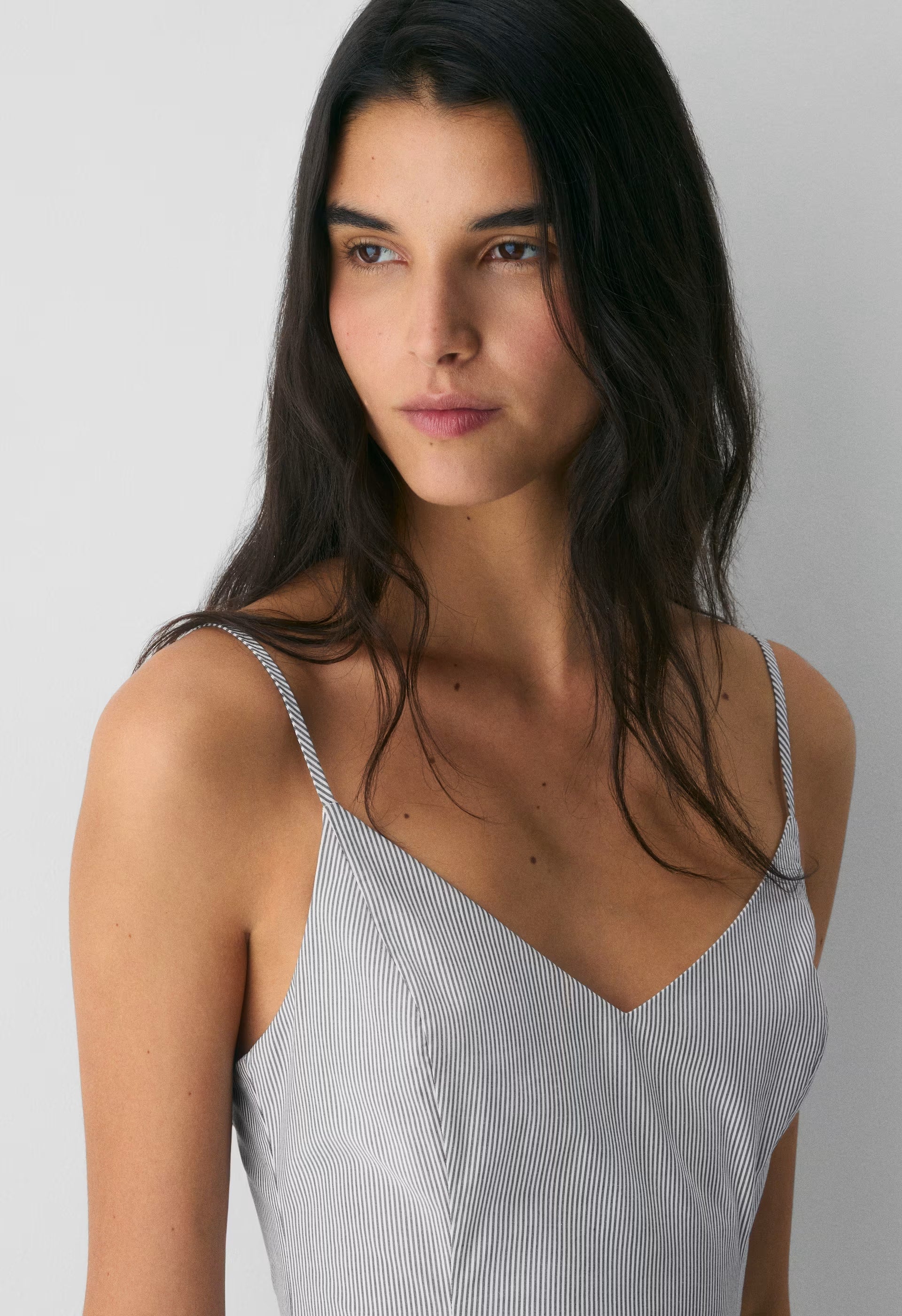 Technique Poplin Mini Cami Dress - INGRD STRP ADMRL/WHT