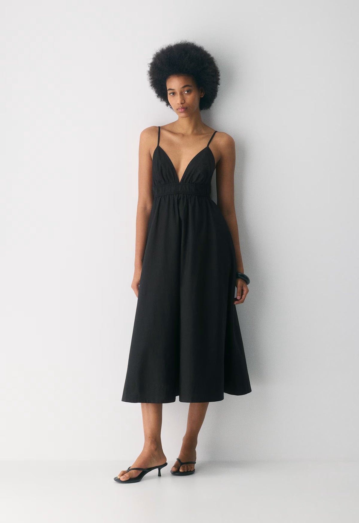Encourage Poplin Cami Dress - BLACK