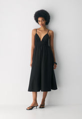 Encourage Poplin Cami Dress - BLACK