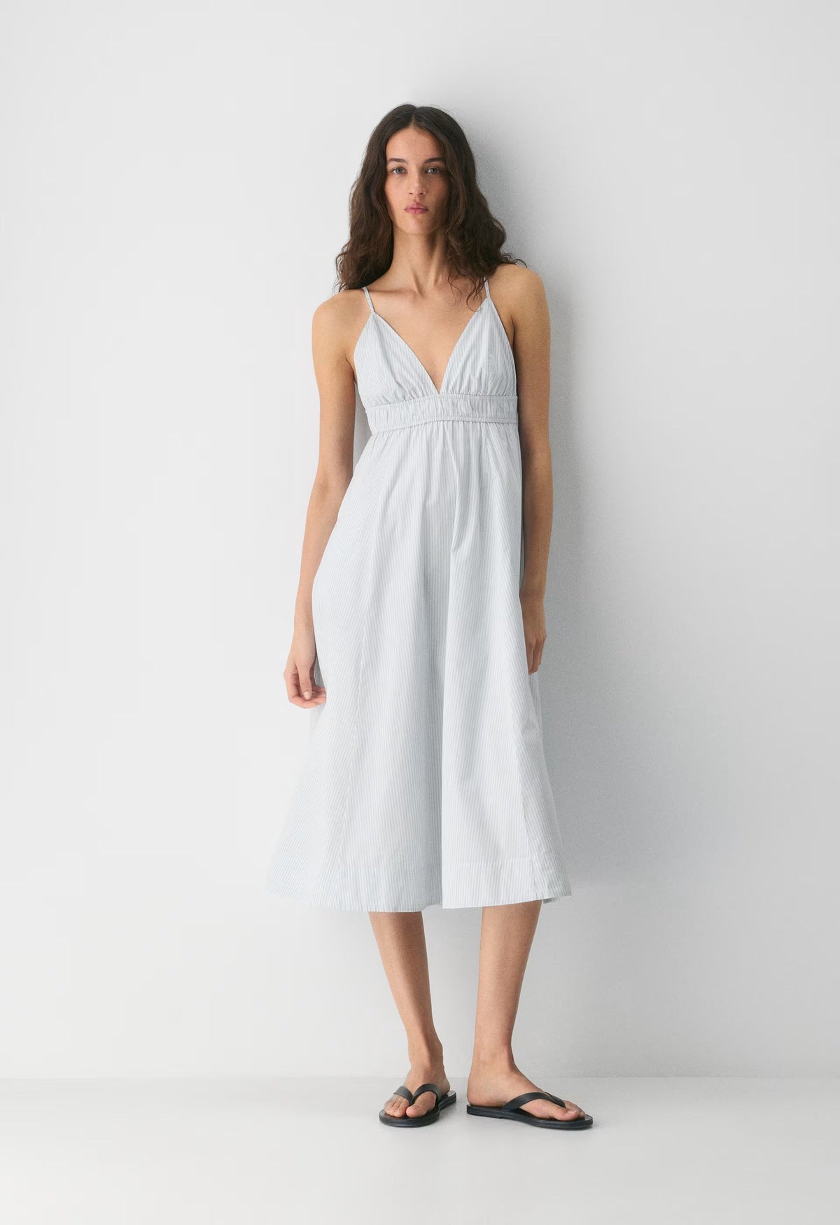 Encourage Poplin Cami Dress - CRMN STRP DEW BL/WHT