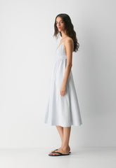 Encourage Poplin Cami Dress - CRMN STRP DEW BL/WHT