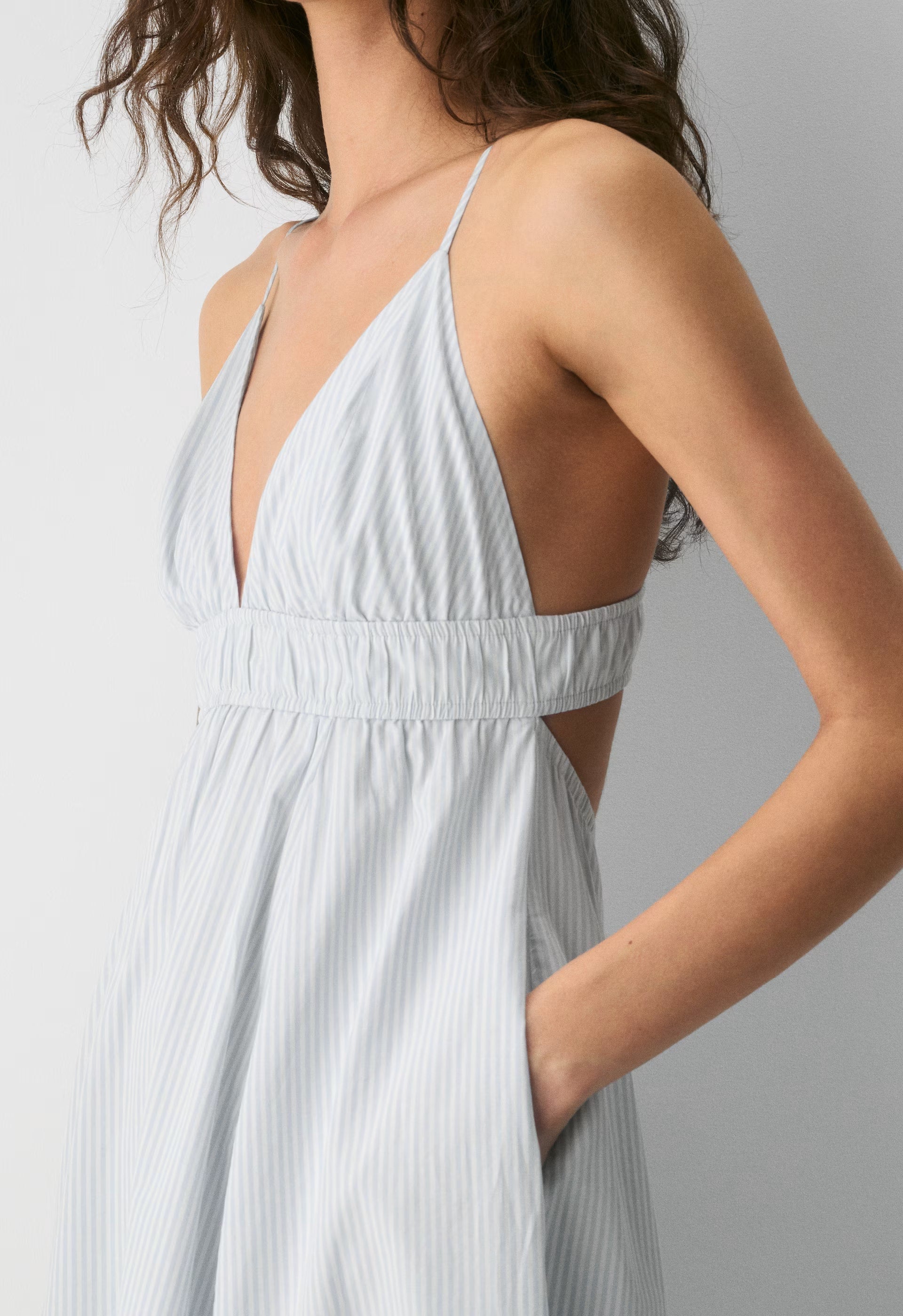 Encourage Poplin Cami Dress - CRMN STRP DEW BL/WHT