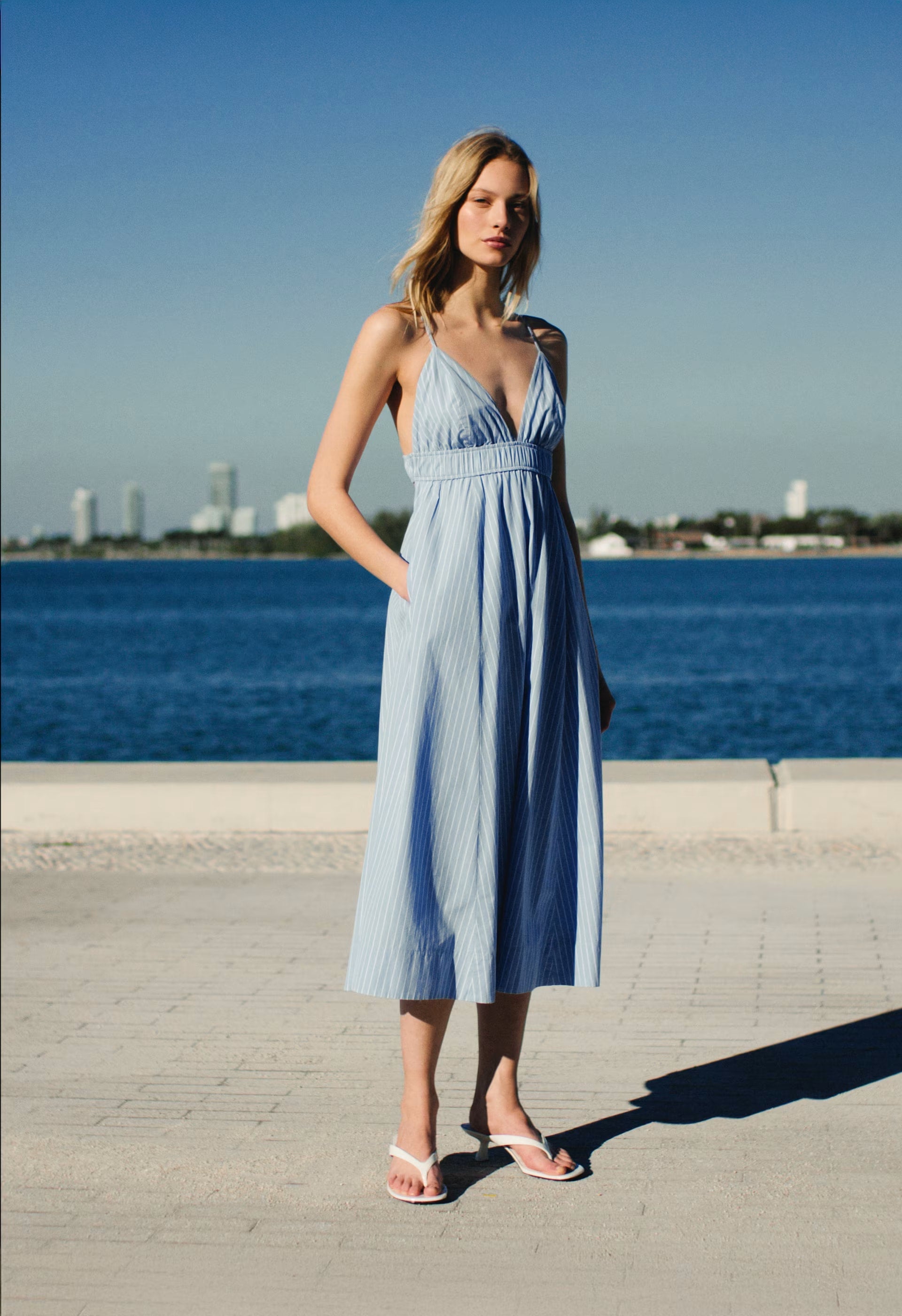 Encourage Poplin Cami Dress - MTCHLL STRP CF B/B WH