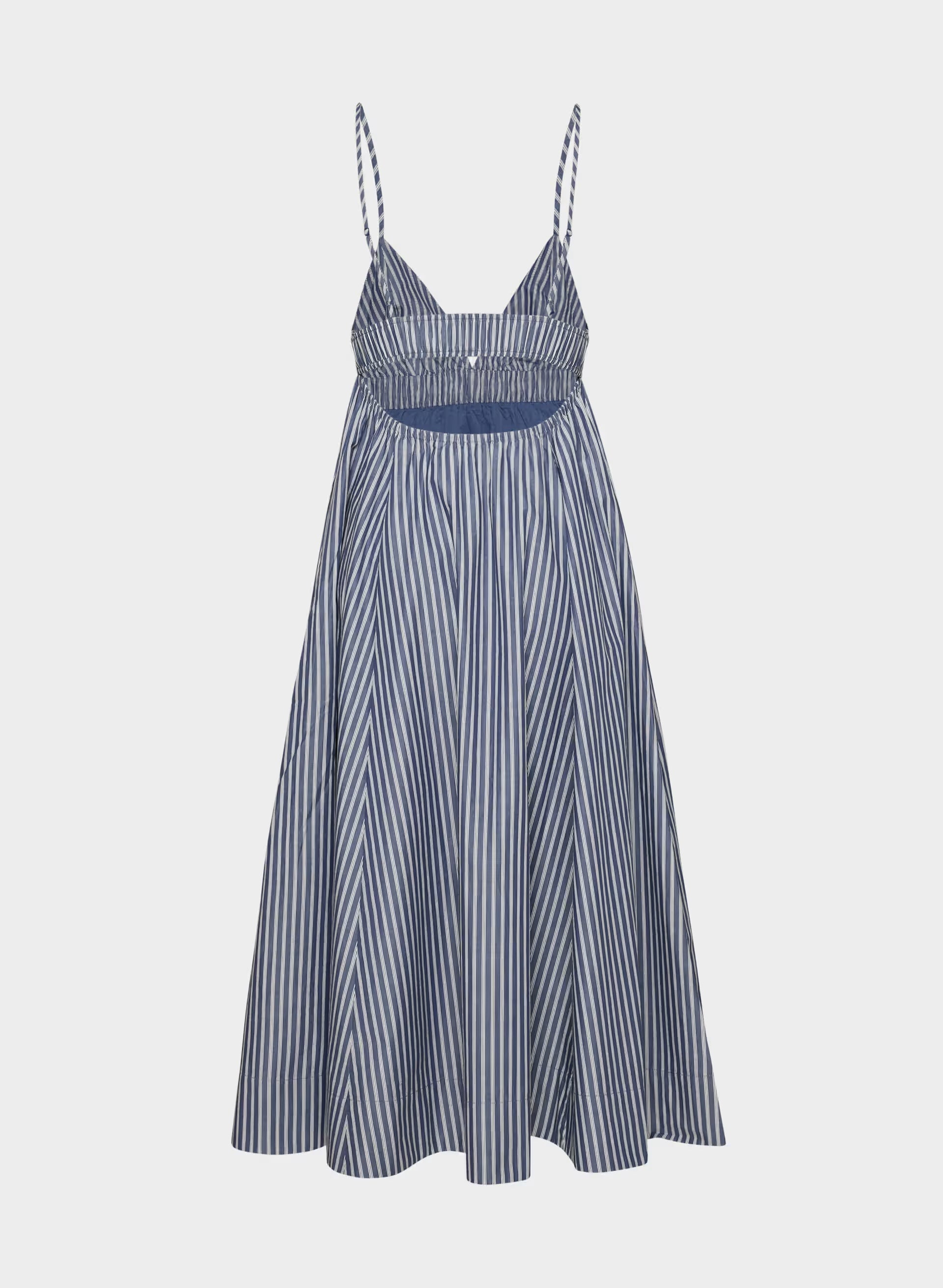 Encourage Poplin Cami Dress - ASTIN STRP B BL/BR WH