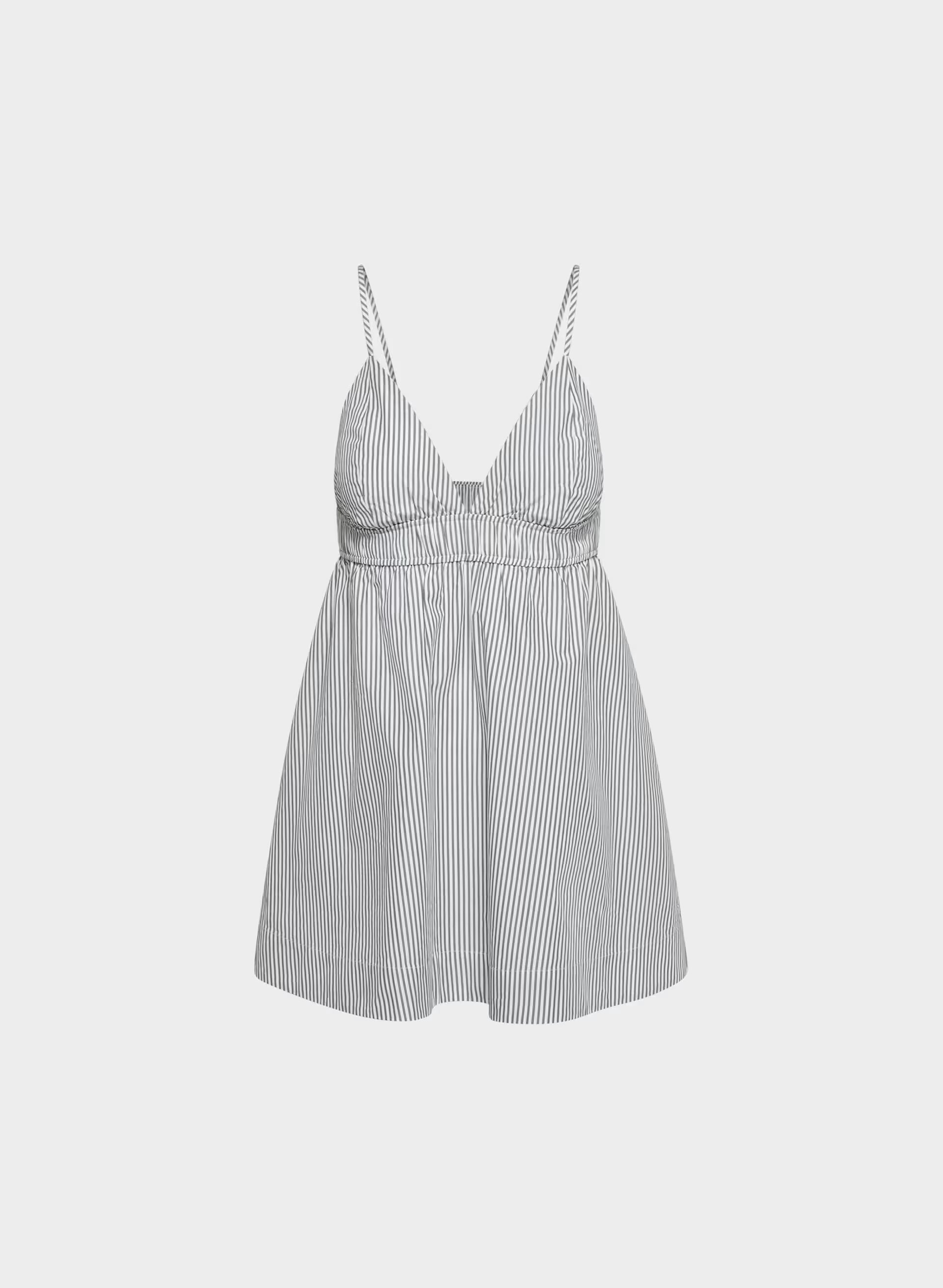 Encourage Poplin Mini Cami Dress - CRMN STRP WT/VNTG NVY