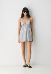 Encourage Poplin Mini Cami Dress - CRMN STRP WT/VNTG NVY
