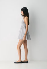 Encourage Poplin Mini Cami Dress - CRMN STRP WT/VNTG NVY