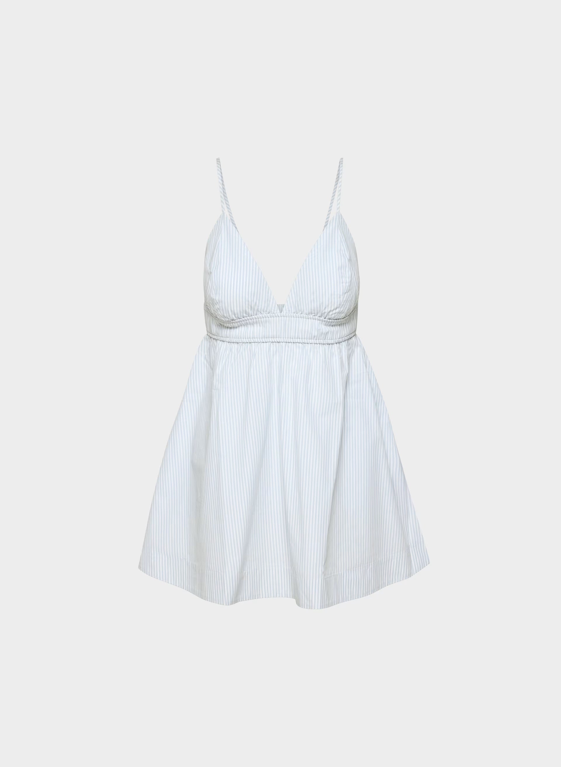 Encourage Poplin Mini Cami Dress - CRMN STRP DEW BL/WHT