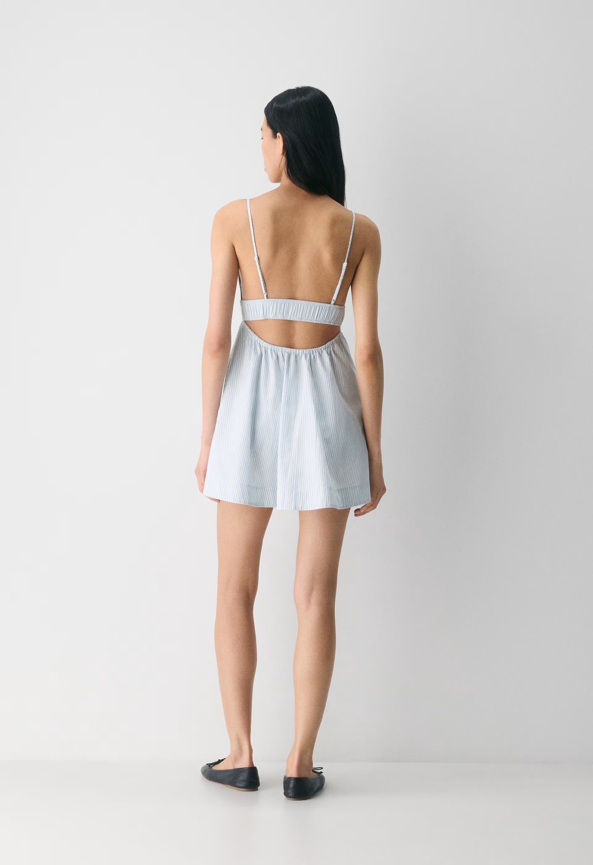 Encourage Poplin Mini Cami Dress - CRMN STRP DEW BL/WHT