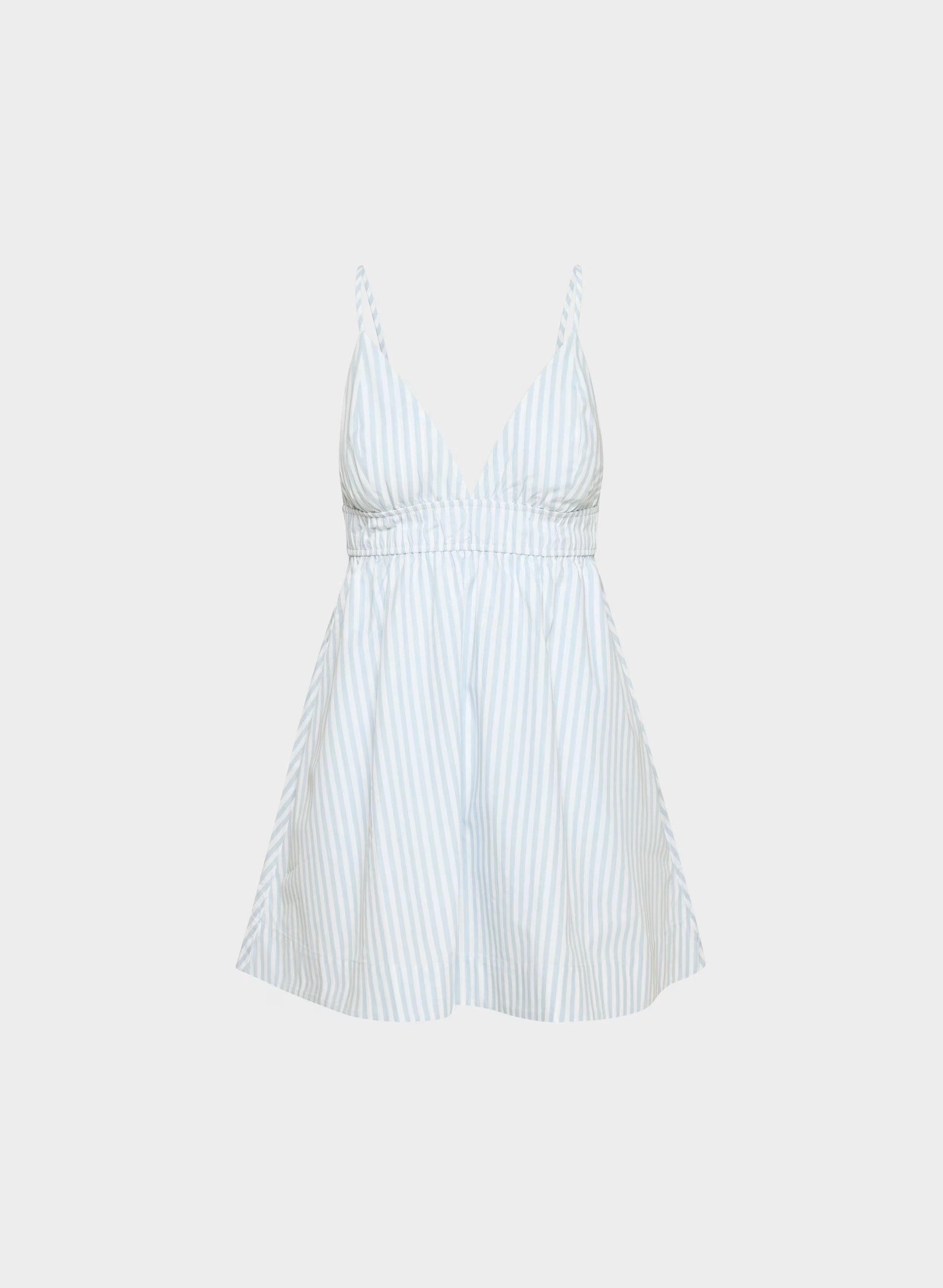 Encourage Poplin Mini Cami Dress - CRSTIE STRP DEW BL/WHT