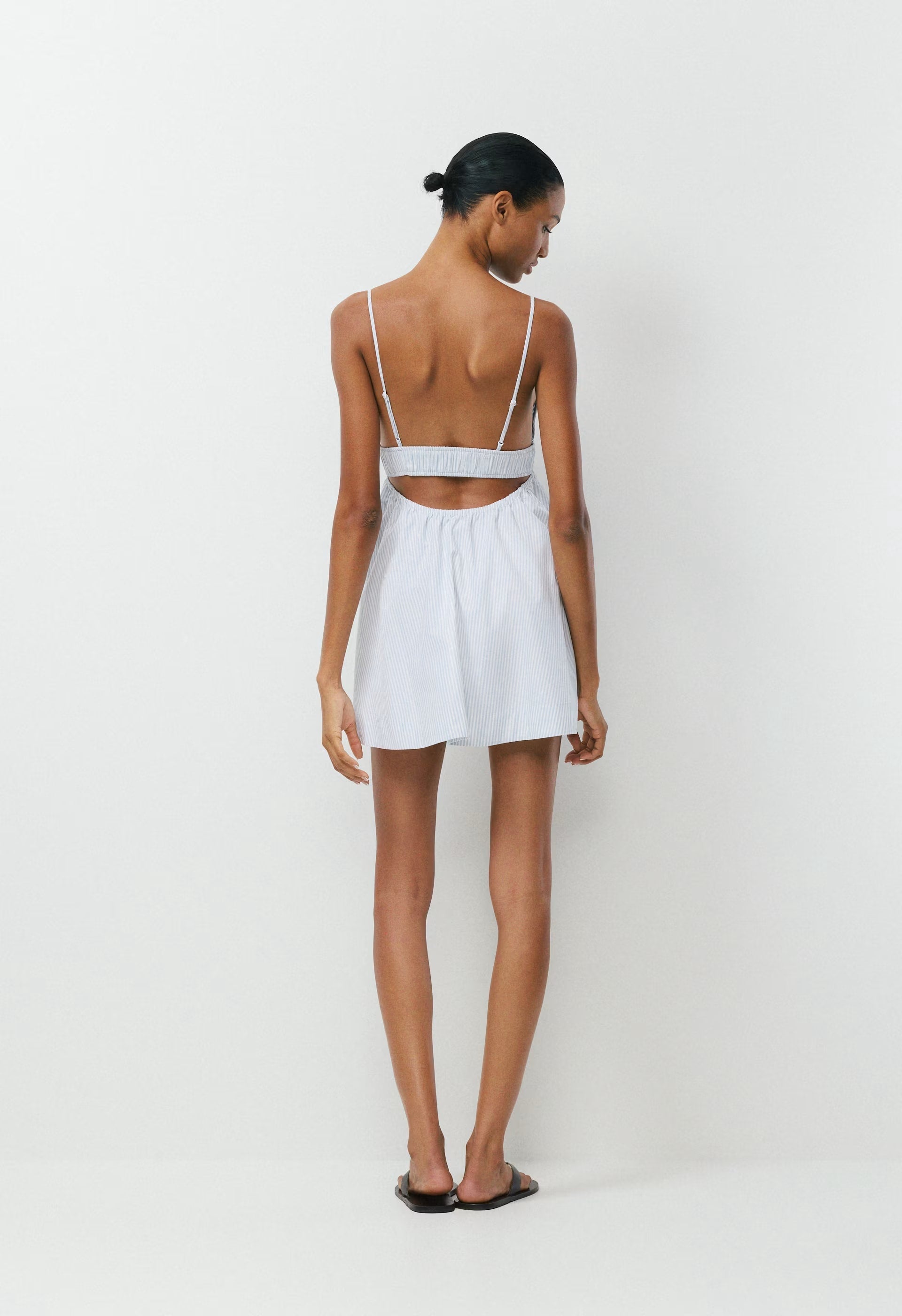 Encourage Poplin Mini Cami Dress - CRSTIE STRP DEW BL/WHT