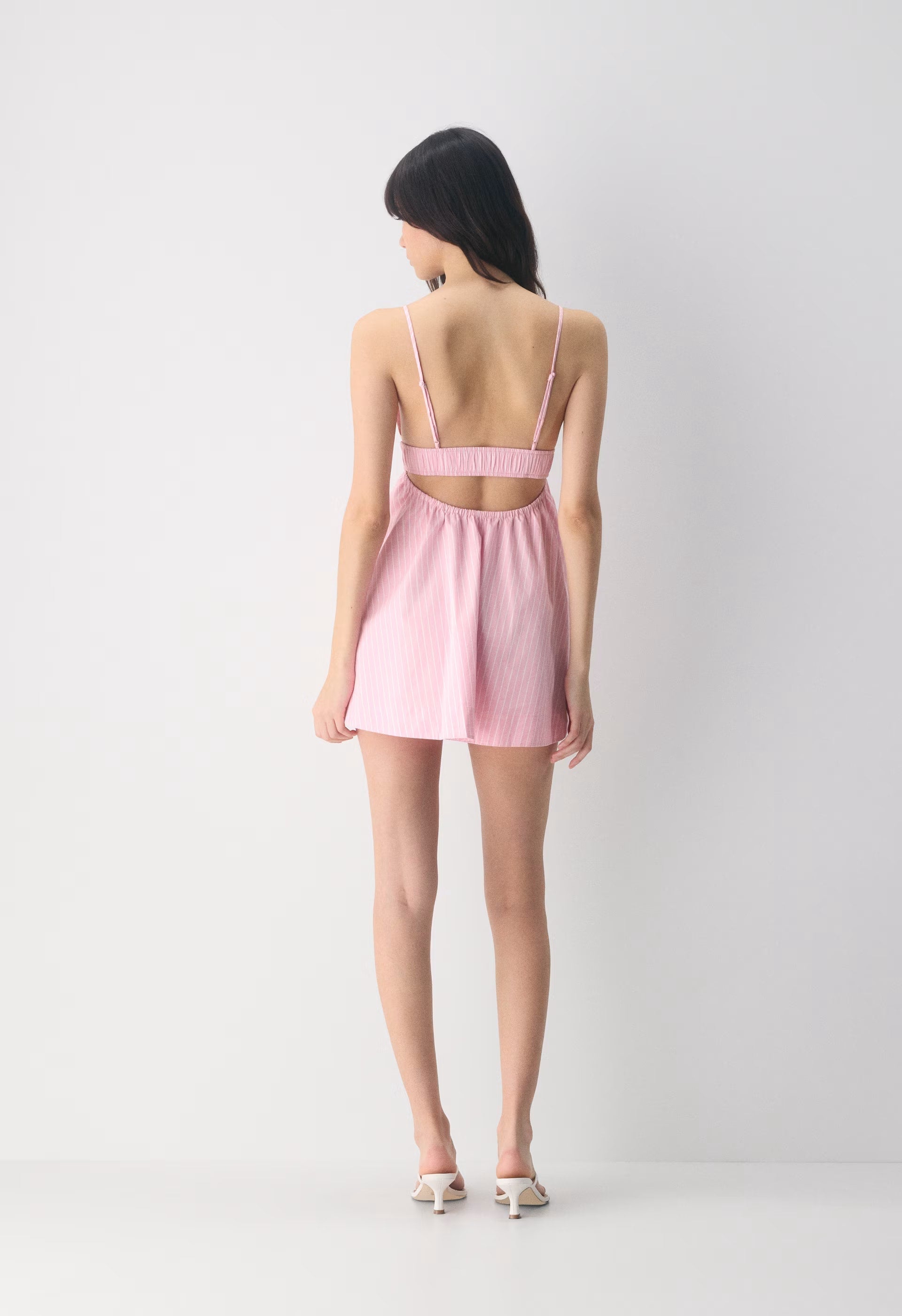 Encourage Poplin Mini Cami Dress - MTCHL STRP JB PK/B WH