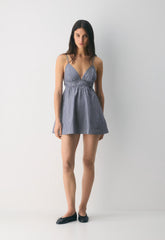 Encourage Poplin Mini Cami Dress - ASTIN STRP B BL/BR WH