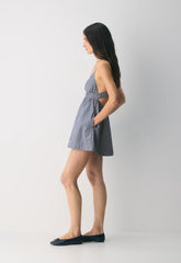 Encourage Poplin Mini Cami Dress - ASTIN STRP B BL/BR WH