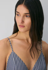 Encourage Poplin Mini Cami Dress - ASTIN STRP B BL/BR WH