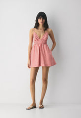 Encourage Poplin Mini Cami Dress - SRPN CK LT BRH/SGLD RD