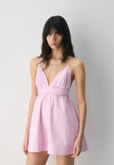 Encourage Poplin Mini Cami Dress - MTCHLL STRP ST P PL/WT