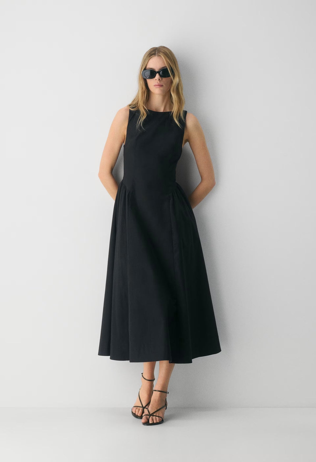 Tina Poplin Dress - BLACK