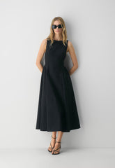 Tina Poplin Dress - BLACK