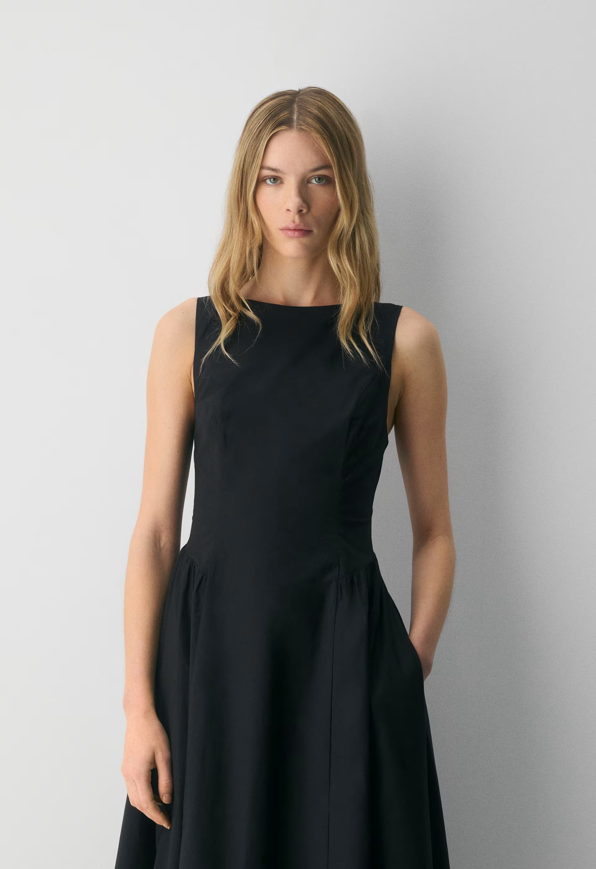 Tina Poplin Dress - BLACK