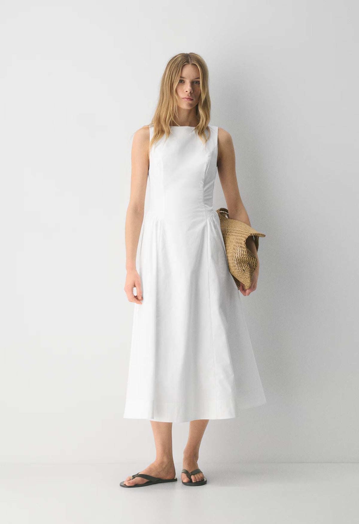 Tina Poplin Dress - BRIGHT WHITE