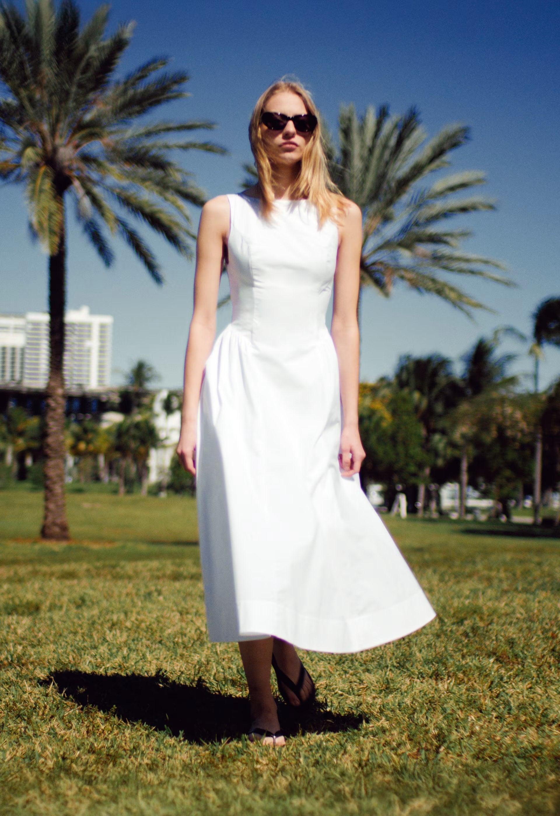 Tina Poplin Dress - BRIGHT WHITE