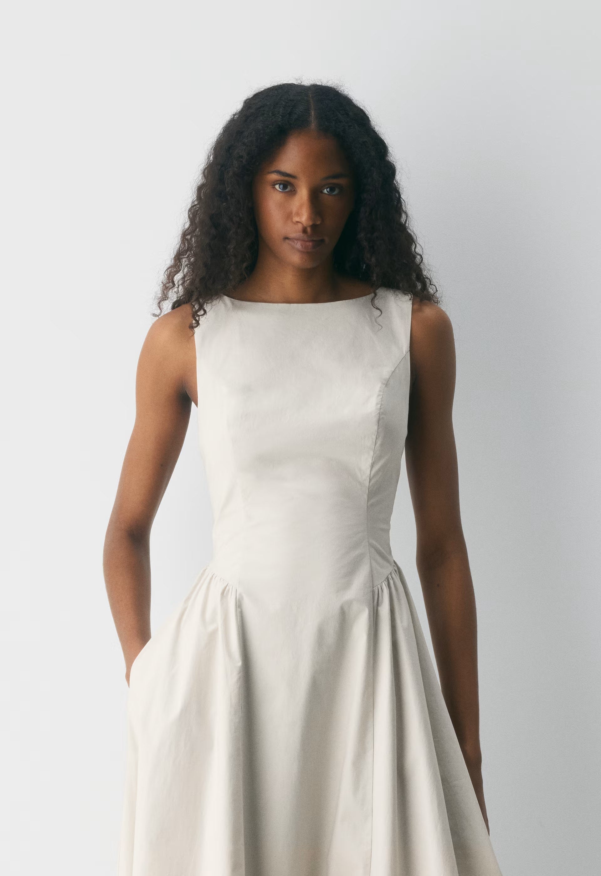 Tina Poplin Dress - METROPOLIS BEIGE