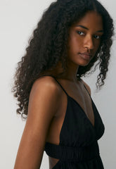 Encourage Poplin Mini Cami Dress - BLACK